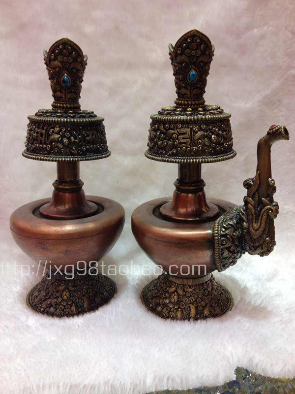 Buddhist supplies Tantra offerings to the Buddha empowerment offerings with bronze carved flower water purification bottle Pemba pot Benpa treasure vase with mouth water purification bottle