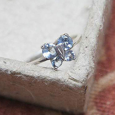 Western Antique Jewelry Retro Silver 925 pure silver natural Torper Butterfly Ring 15 1 98 g