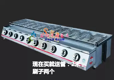 Shuangchi gas grill small ten head commercial gas stainless steel smokeless barbecue SC-ST10