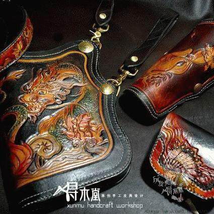 Xunmutang leather carving dragon Mongolian quiver 4 pieces set of ethnic characteristics handicrafts hanging test quiver pattern color can be determined