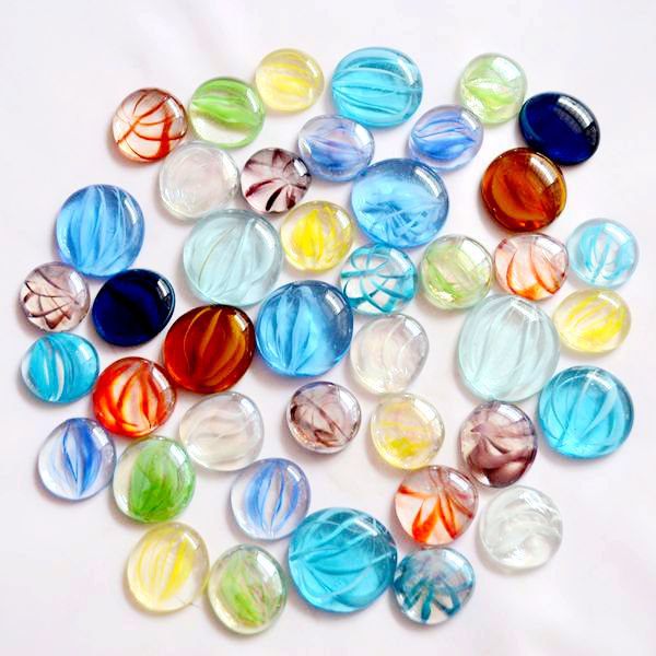Snatching 1 kg large number of patterned glass flat bead glass ball fish tank Inner decoration Scape Mosaic Crystal Pearl