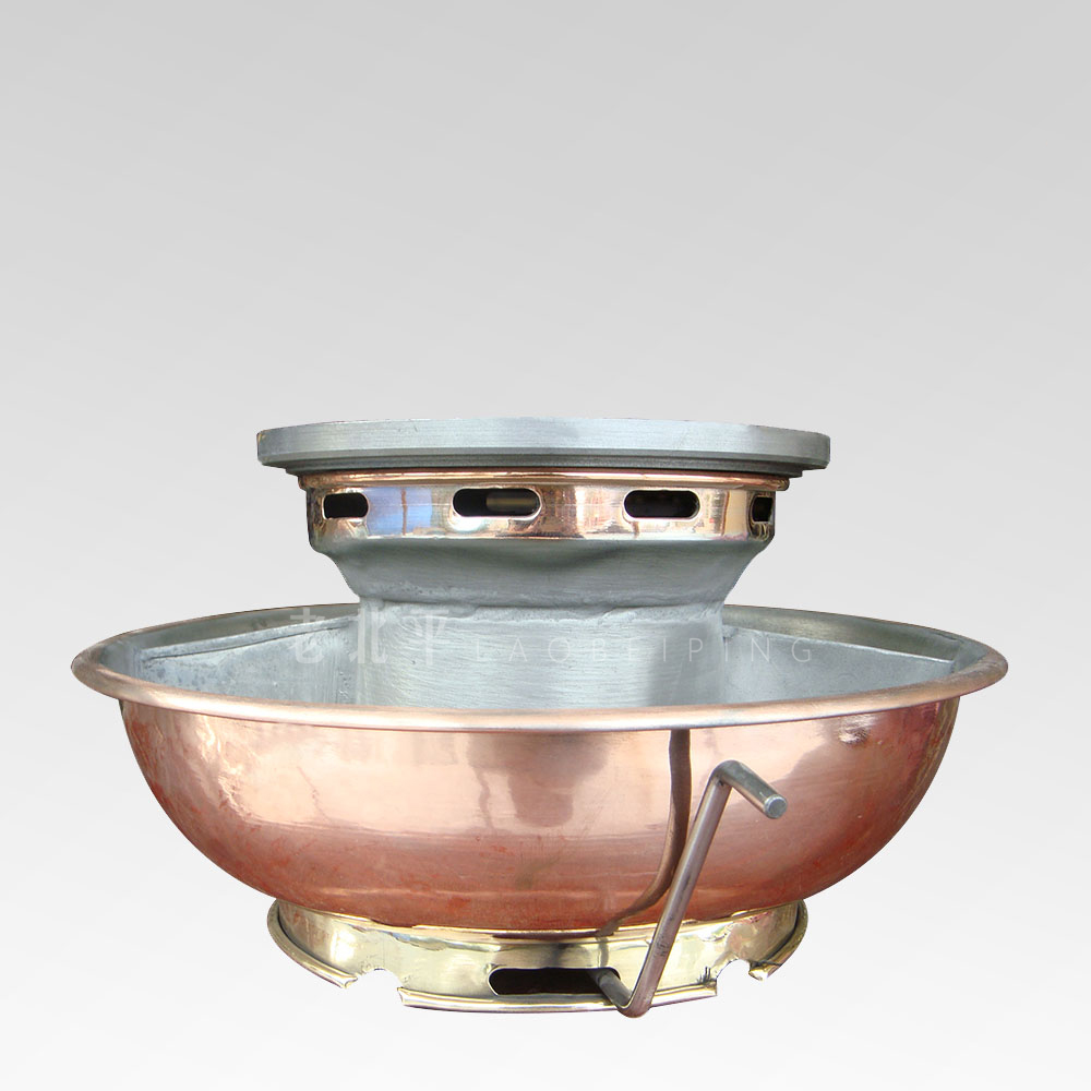 Gas-baking-integrated copper hot pot household gas mandarin duck hot pot copper hot pot thickened pure red copper dual-use hot pot