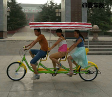 Двухместный / трехместный велосипед 奥威特 24寸高档休闲车/三人骑自行车/带车棚/新款铝把高配/特价