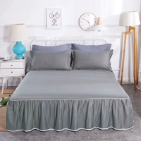 Đơn giản cotton màu rắn giường váy Simmons cotton giường bìa mảnh duy nhất nệm bìa 1.8 m 2 m giường nhóm tùy chỉnh ga giường viền họa tiết