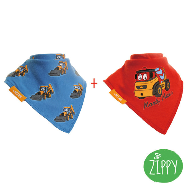 台湾官网直邮进口英国Zippy-幼儿时尚口水巾2入组(水泥车+蓝色推)