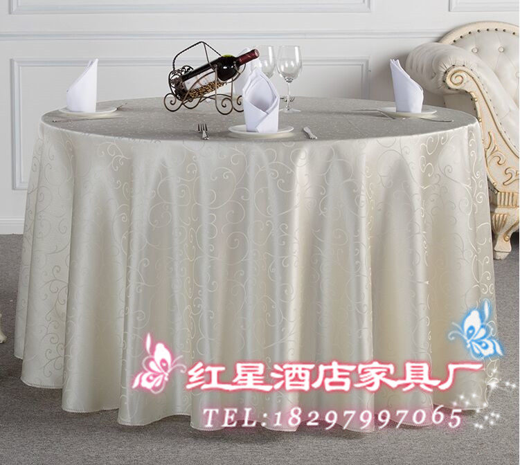 Custom-made 18 meters high-end European-style hotel restaurant hotel round table square table red golden yellow conference tablecloth tablecloth