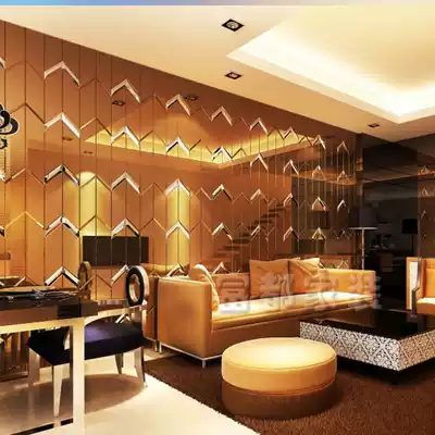 TV background wall silver mirror golden tea mirror art glass art mirror glass partition porch