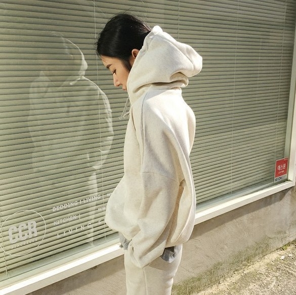Special spot Korea Dongdaemun spring and autumn women's cotton loose casual hooded sweatshirt pants sports suit two pieces