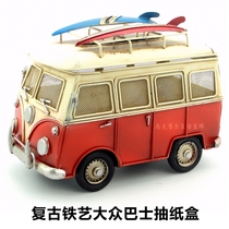  American retro home decoration crafts handmade tin bus pumping carton creative nostalgic soft gift