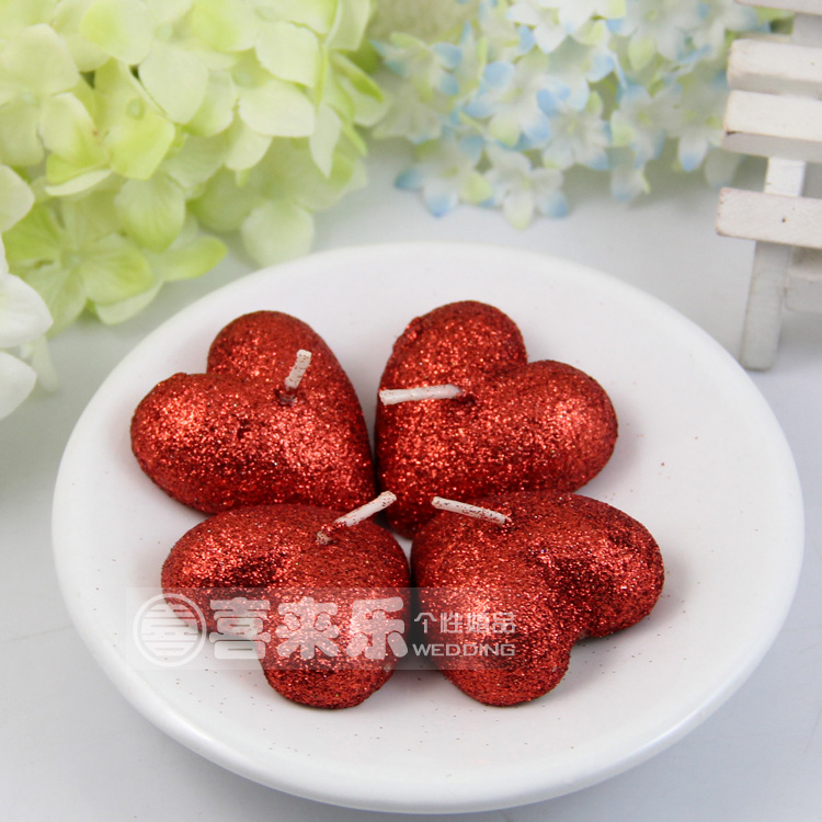 Happy Valentine's Day Back to Lilly Birthday Gift Heart-shaped Craft Candle 1 box 6 red gold