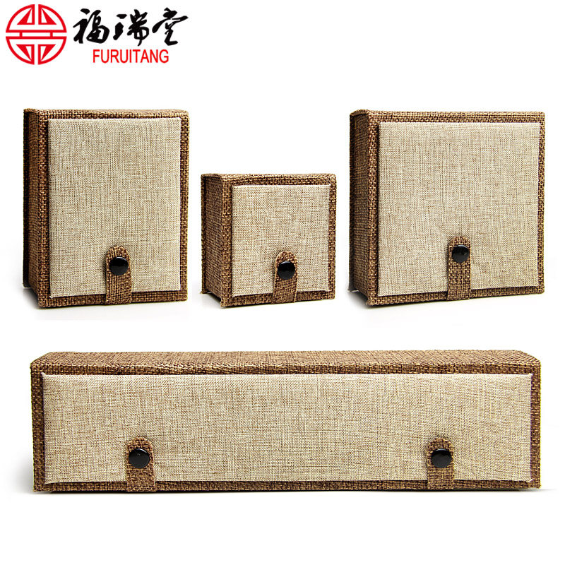 Buddha beads hand string Gift box Bracelet box Necklace box Pendant Jewelry box Linen buckle storage box Finishing box