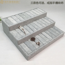 Three-layer jewelry tray Jewelry box Bracelet ring storage earrings box storage ice velvet fine bracelet rack props