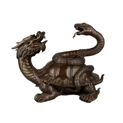 銅藝坊純銅玄武龜蛇擺件大號玄武龍龜風水擺飾北方四神龜蛇