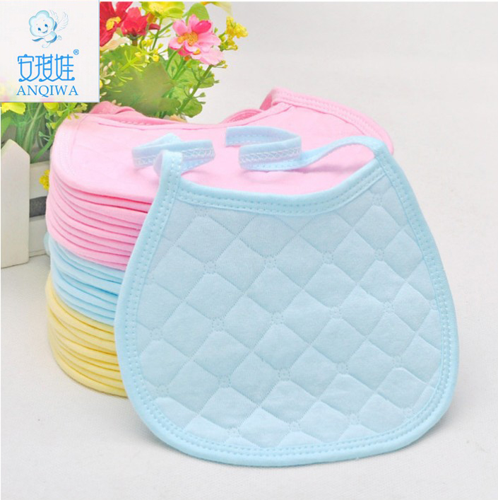 安琪娃彩色生态棉圆边口水巾 围嘴 宝宝 新生儿 BB09-03