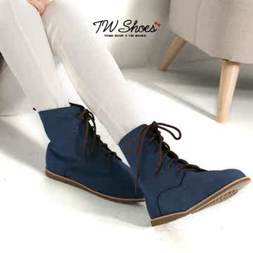 台湾官网直邮进口【TW Shoes】 雕花绑带中筒军靴/中筒靴