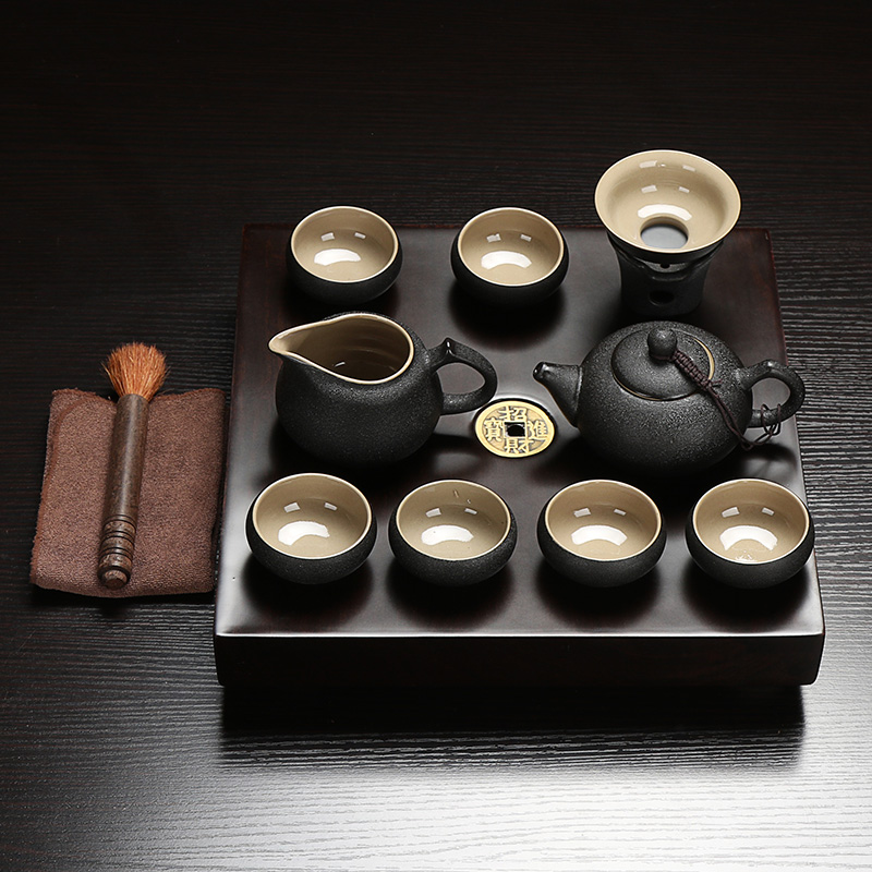 Xin arts margin of tea tea consolidation piece of ebony tea tray of a complete set of ceramic tea set kung fu tea set