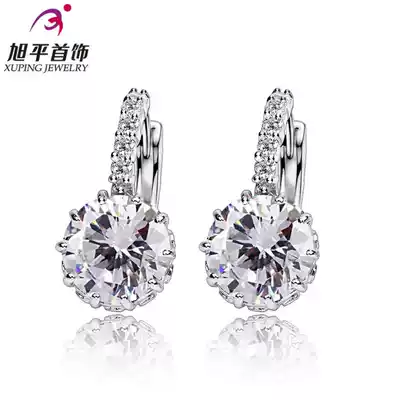 Xuping jewelry gold-plated zircon fashion Japanese and Korean temperament elegant earrings female accessories gift blue Danube