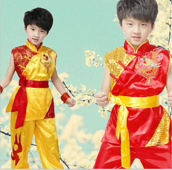 61 Children's Day Performance Costume Boys Martial Arts Golden Dragon Dance Performance Clothing China Dragon Young Children Beautiful Child Paintings