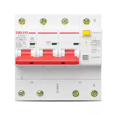 Delixi leakage circuit breaker DZ47LE-100A 3p N D type three phase four wire high power household protector