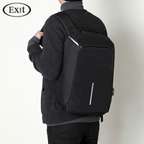 Korea EXIT backpack Korean version of male youth backpack splicing 180 degrees open shoulder computer bag USB transfer