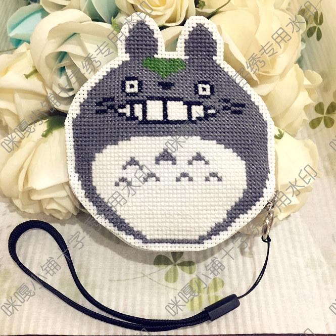 One piece cross stitch coin purse small wallet L018 Totoro