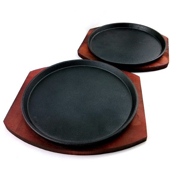 BBQ plate mahogany pine grill plate teppanyaki beef plate grill plate iron steak barbecue pot round iron plate