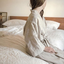 Foreign trade imported French linen bathrobe 100 % linen bathrobe beautiful soft texture absorption and breathable breathable