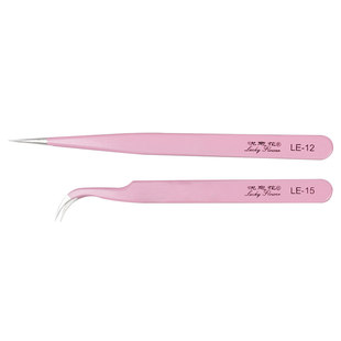 悦意花 Tools set, eyelash extension, fuchsia tweezers stainless steel