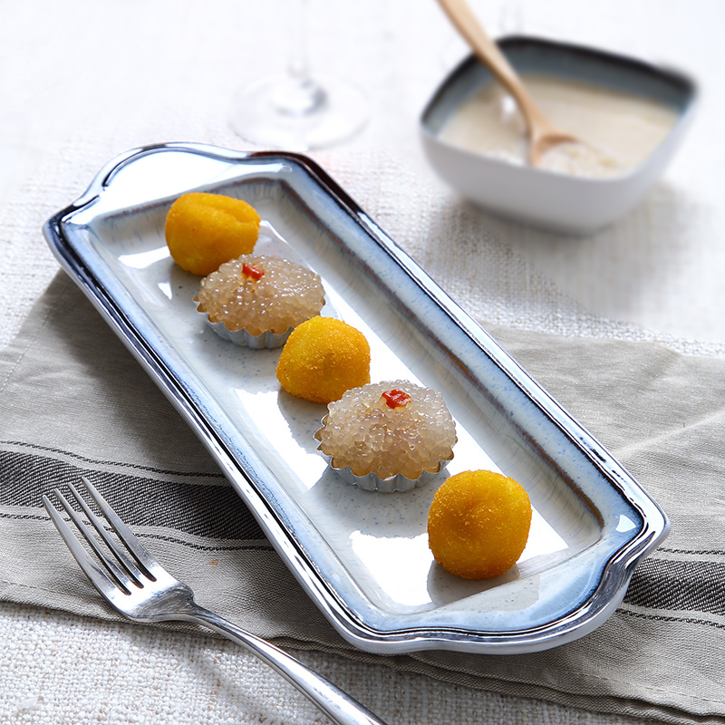 Large fish household ceramic plate strip dish creative rectangle plate character continental food pastry heart plate