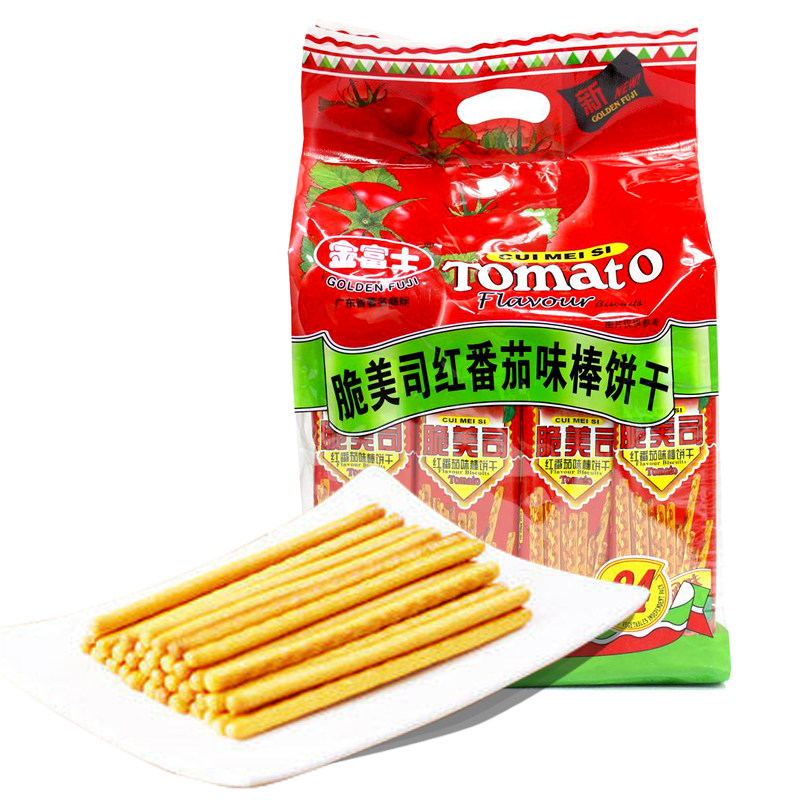 【天猫超市】金富士 脆美司红番茄味棒饼384g 办公室休闲零食F
