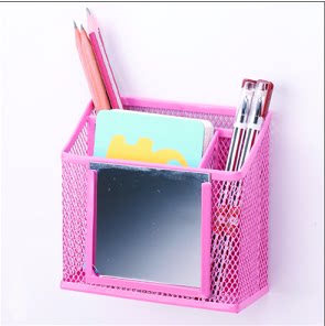 Small storage magnet hanging box office home magnetic pen holder black and white board iron-absorbing student with mirror hanging metal hot sale
