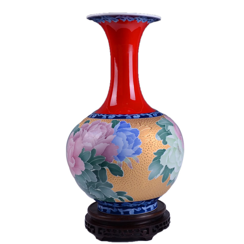 Liling ceramic reliefs big vase under the glaze colorful paint blooming flowers, 46 cm tall tree porcelain gifts