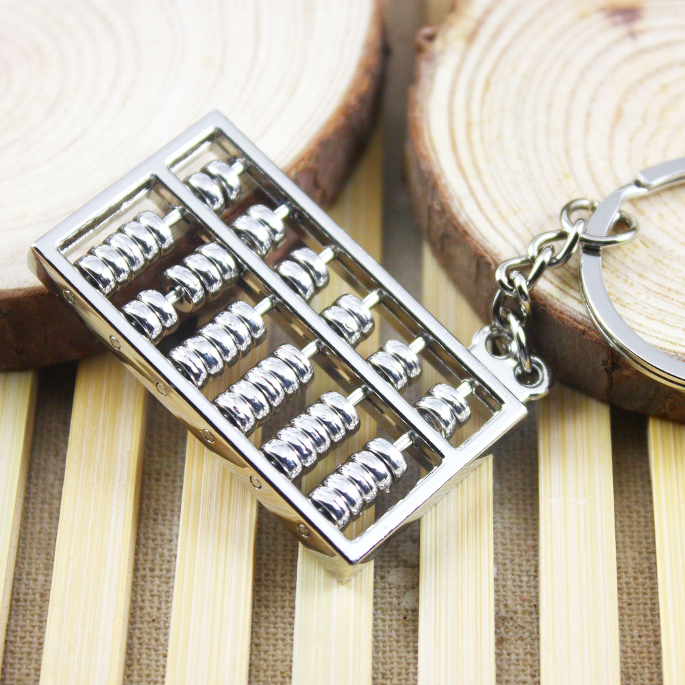 Mini Silver Color Abacus Hanging Ornament 6 Gear Count Key Buckle Creative Cute Little Beads Count Alloy Metal
