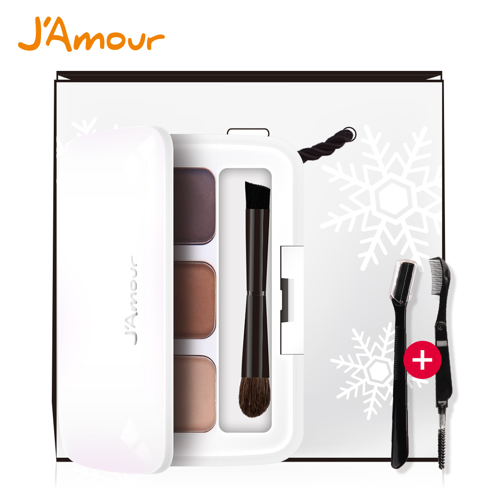 J'Amour/悦爱正品 月光石光润三色眉粉 持久防水防汗自然上色眉妆