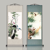 Study bamboo Chinese painting silk hanging painting scroll ink bamboo bamboo newspaper safe entrance office living room high-grade