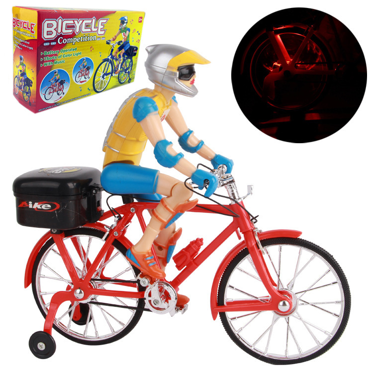 Electric doll riding bicycle electric character cycling children's music luminous toy stall supply manufacturer