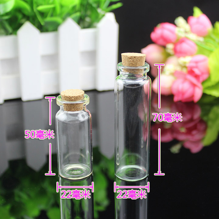 Wood Stopper Glass Bottle small number wishing to drift bottle transparent Rainbow Lucky Star air bottle Wind Suzuki Pendant Creative Hanging
