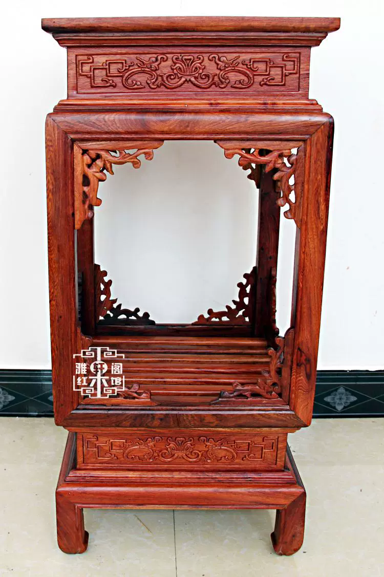 Đồ nội thất bằng gỗ gụ Gỗ cẩm lai Miến Điện hoa để bàn hai lớp trong nhà 80 cm kệ gỗ đàn hương đỏ trái cây lớn Phong cách Trung Quốc - Kệ