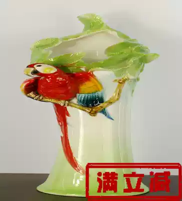 Parrot vase enamel flower appliance home decoration high-grade gorgeous artwork full of vitality and vitality