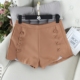 A22 phụ nữ mùa hè mới đôi dây đeo quần short màu rắn thẳng eo cao chẻ chia quần voan rộng chân nữ 7670 quần sooc bò nữ Quần short