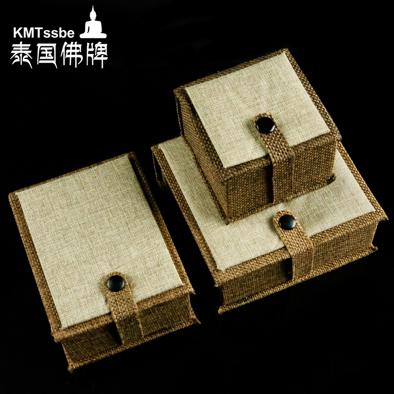 KMTssbe Thailand Buddha card storage and placement box Collection box Linen brocade box Buddha card storage box