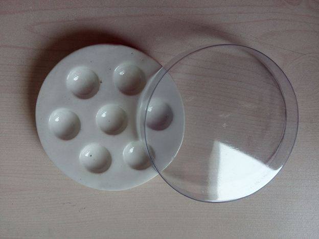 Dental dental technician 7-hole porcelain plate ceramic palette with cover for export products