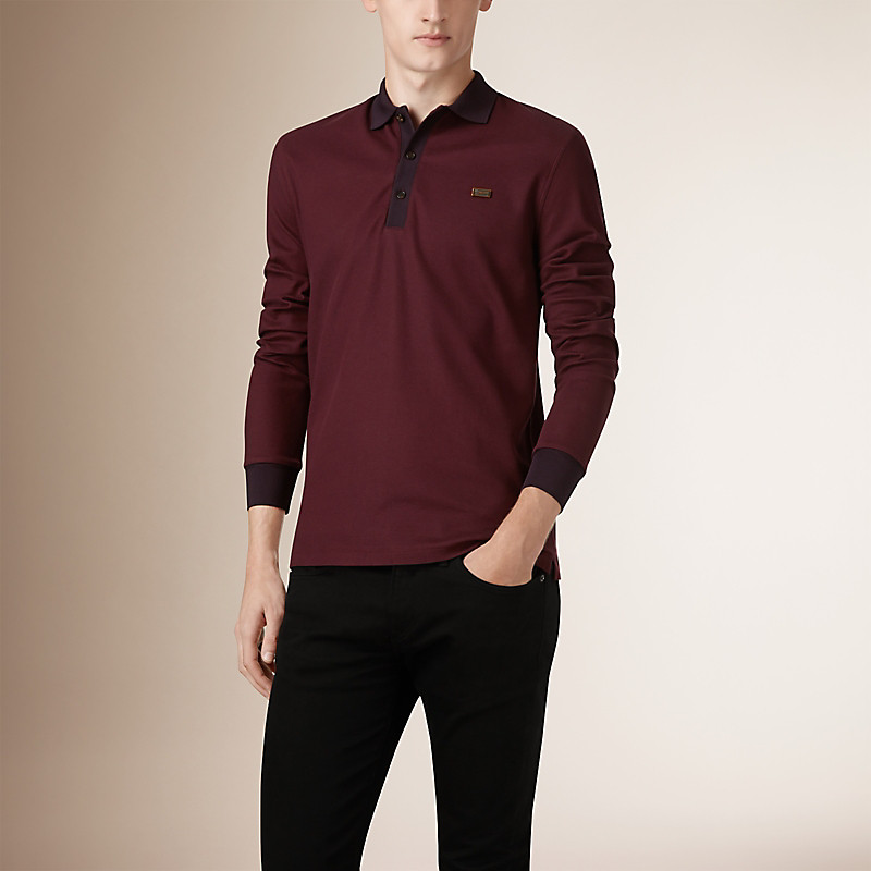 BURBERRY/博柏利长袖珠地网眼布棉质 Polo 衫 39951921