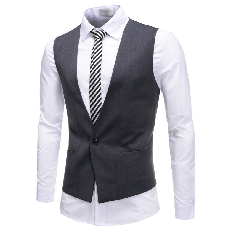 Hàn Quốc mua slim fit vest cưới ngực đơn nút đẹp trai kinh doanh vest giản dị nam chuyên nghiệp hàng đầu - Áo thể thao