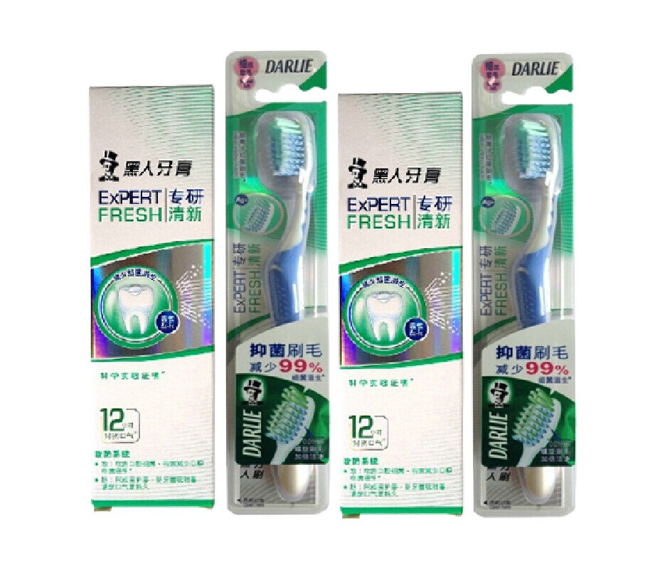 黑人专研清新牙膏80g*2+牙刷*2支 清新组合套装
