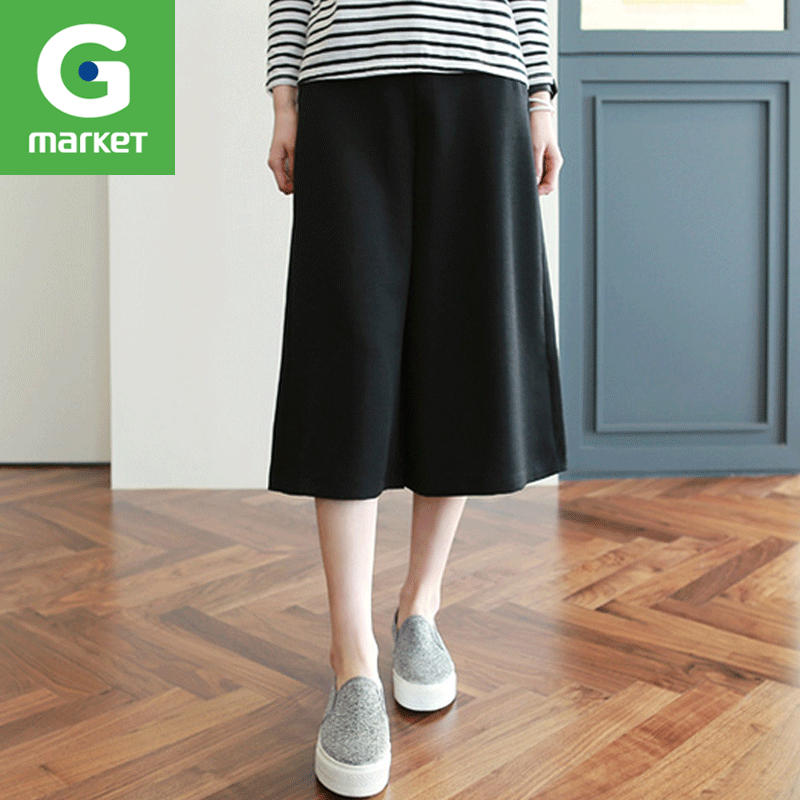 韩国新品 女装[Clicknfunny]春装新款宽松阔腿裤休闲百搭七分裤