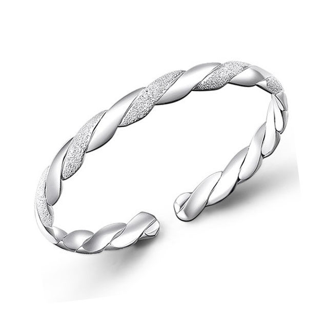 Sterling silver bracelet s999 sterling silver bracelet love interweaving women's opening adjustable size simple fashion bracelet hi bracelet