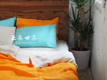 Simple design  Pure color double - sided colour 100 % natural pure linen sheet is set with pillow set four pieces