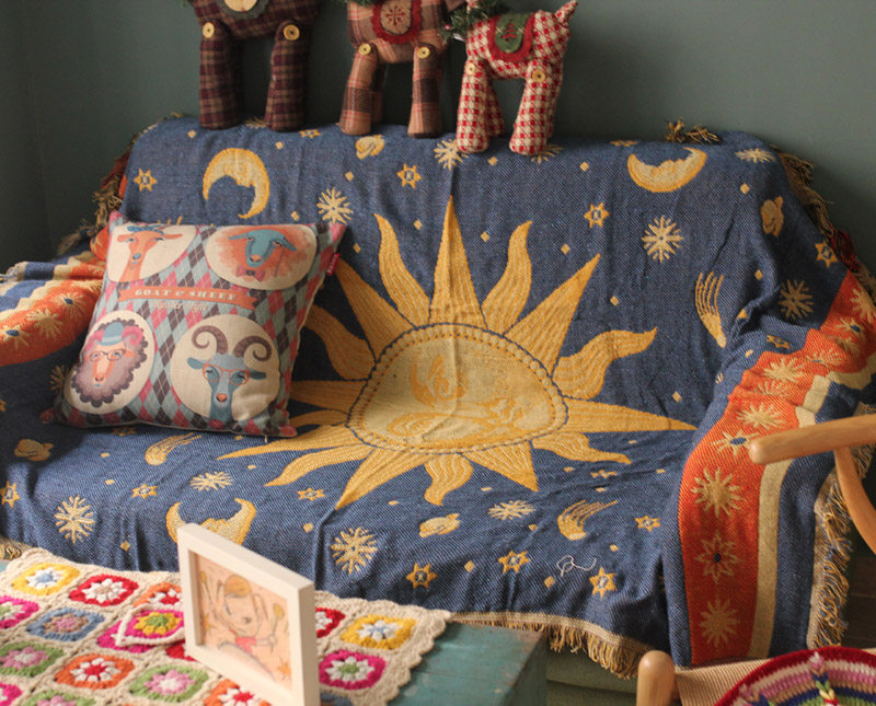 Foreign Trade National Mori Women Fields Garden Wind All-cotton Knit Wire Blanket Sofa Armrest Towels Sun God Carpet Backrest Towels