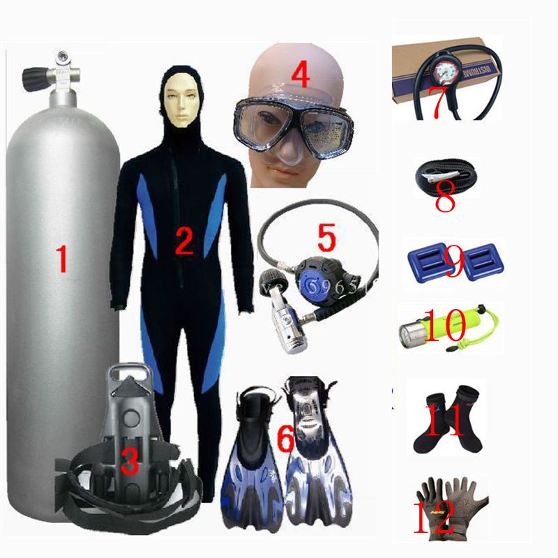 12L aluminum alloy bottle diving equipment full set of deep diving suit supplies combined diving bottle equipment diving suit